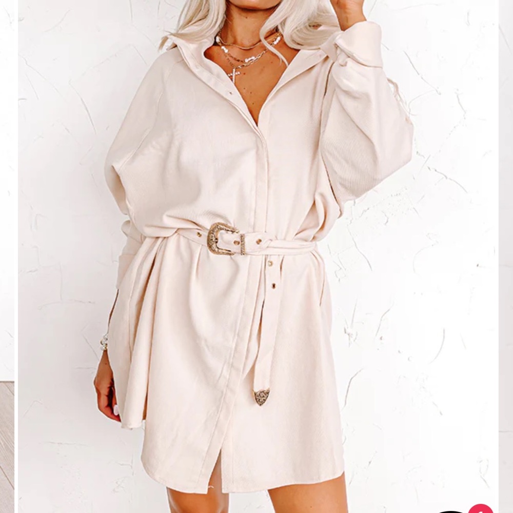 Western Beige Mini Dress - Picture 2 of 4